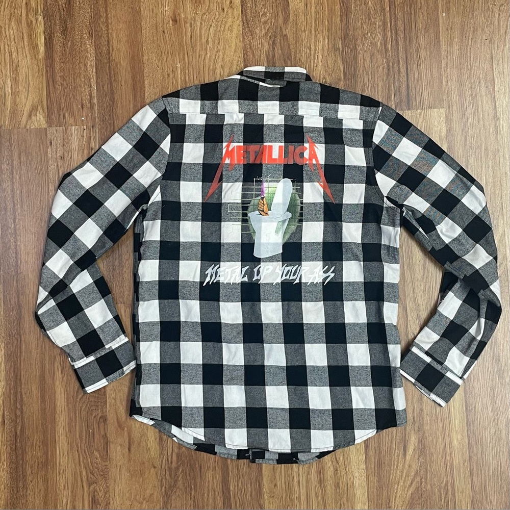 Metallica Metal Up your A** Vintage Band Buffalo Check Flannel Shirt size M
